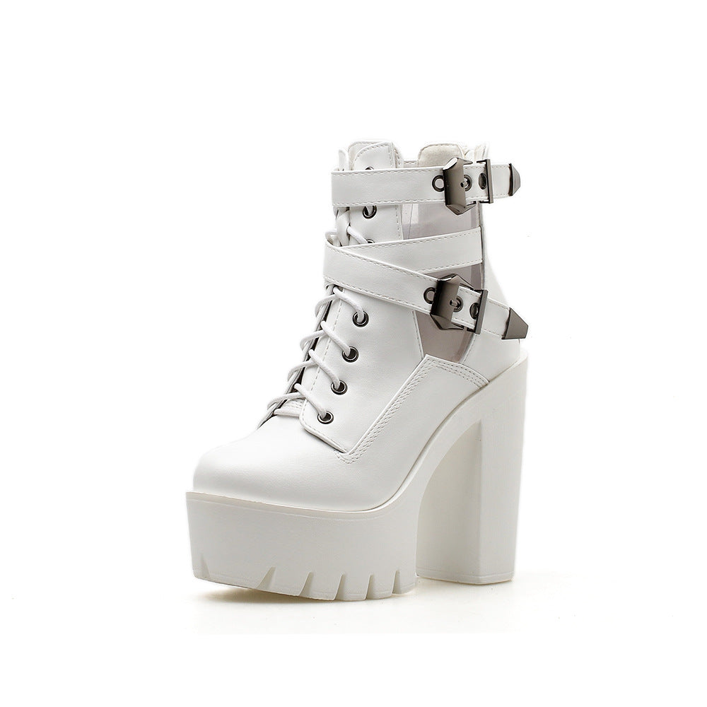 High-heeled ankle boot with belt buckle | null | Wiccan Center