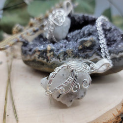 Wire-Wrapped Rainbow Moonstone Necklace | Jewelry-Necklace | Wiccan Center