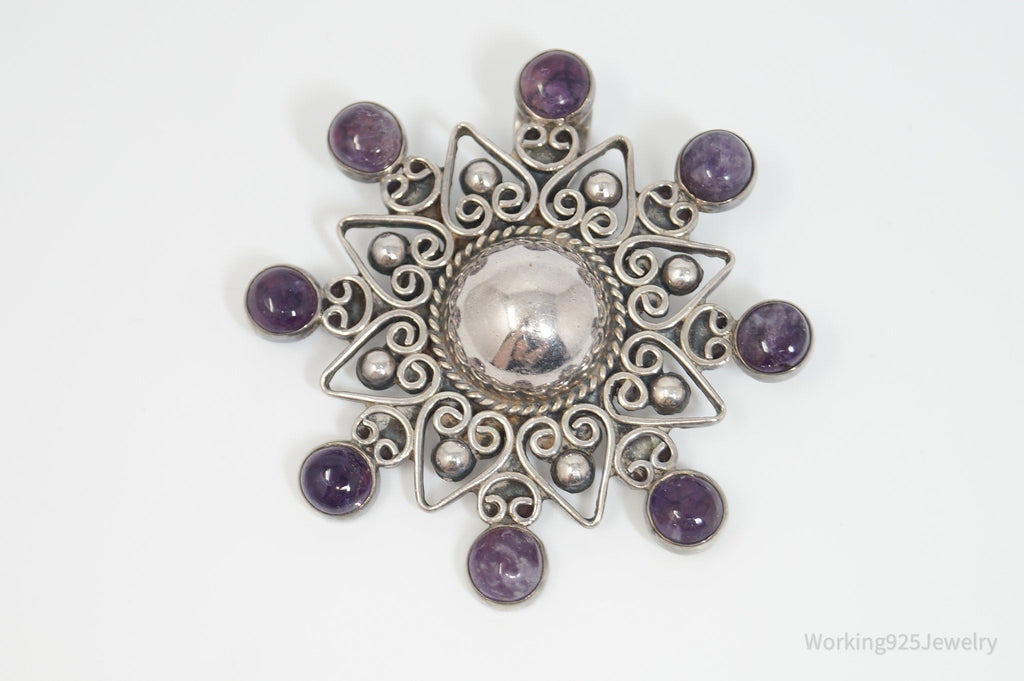 RARE Vintage Designer Carmen Beckmann Amethyst Sterling Silver Brooch Pendant | Jewelry > Necklaces > Pendants | Wiccan Center
