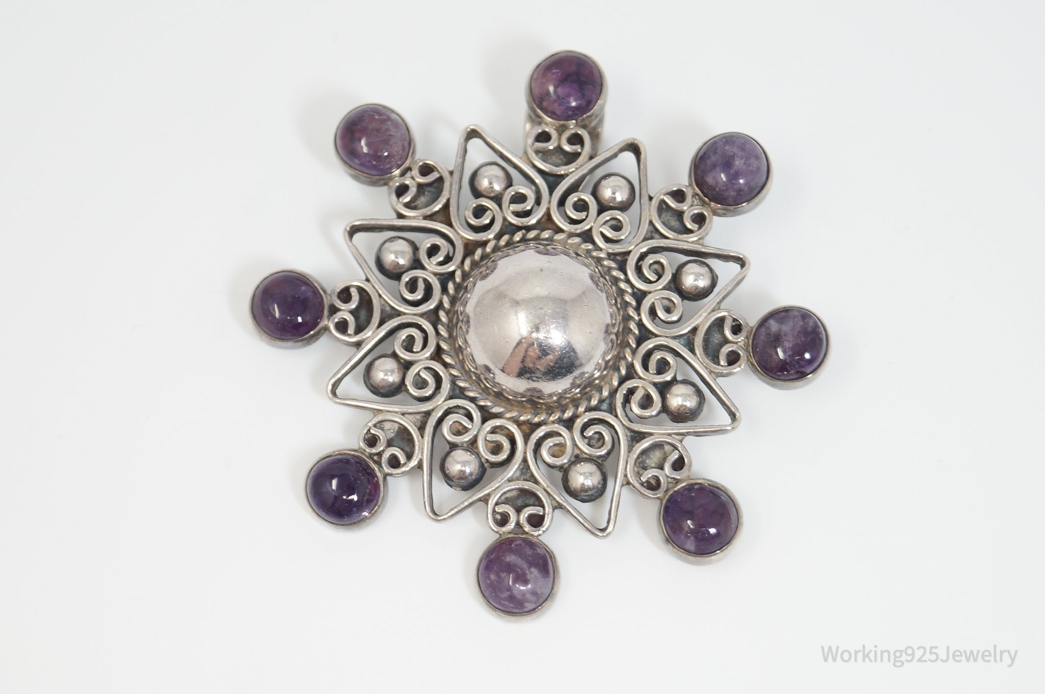 RARE Vintage Designer Carmen Beckmann Amethyst Sterling Silver Brooch Pendant | Jewelry > Necklaces > Pendants | Wiccan Center