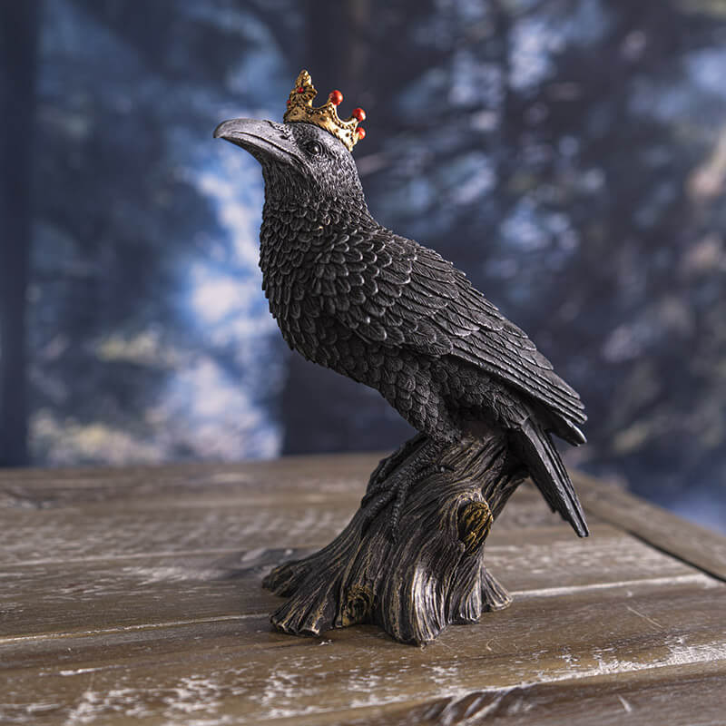 Crowned Raven Figurine