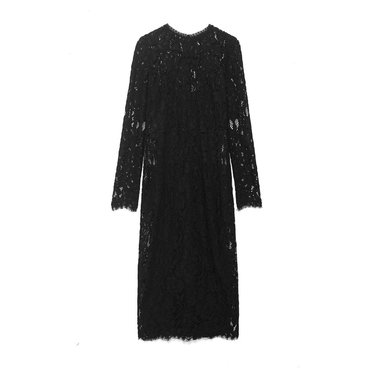 Autumn Women Clothing Fashionable Simple Black Lace Transparent Long Sleeve Dress | | Wiccan Center