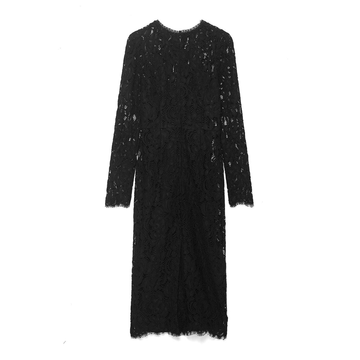 Autumn Women Clothing Fashionable Simple Black Lace Transparent Long Sleeve Dress | | Wiccan Center