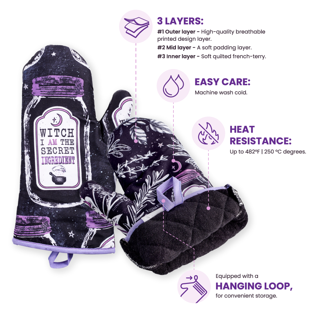 Kitchen Witch Oven Mitt Set | Kitchen | Wiccan Center