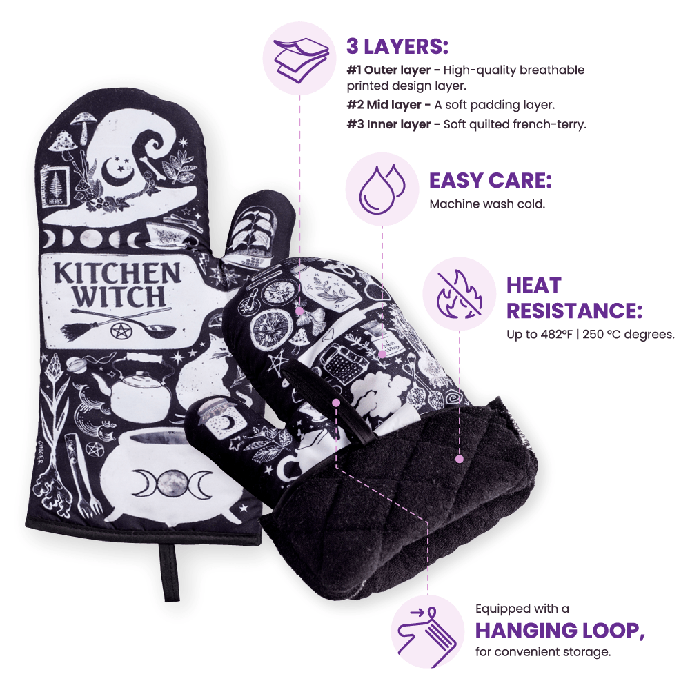 Kitchen Witch Oven Mitt Set | Kitchen | Wiccan Center