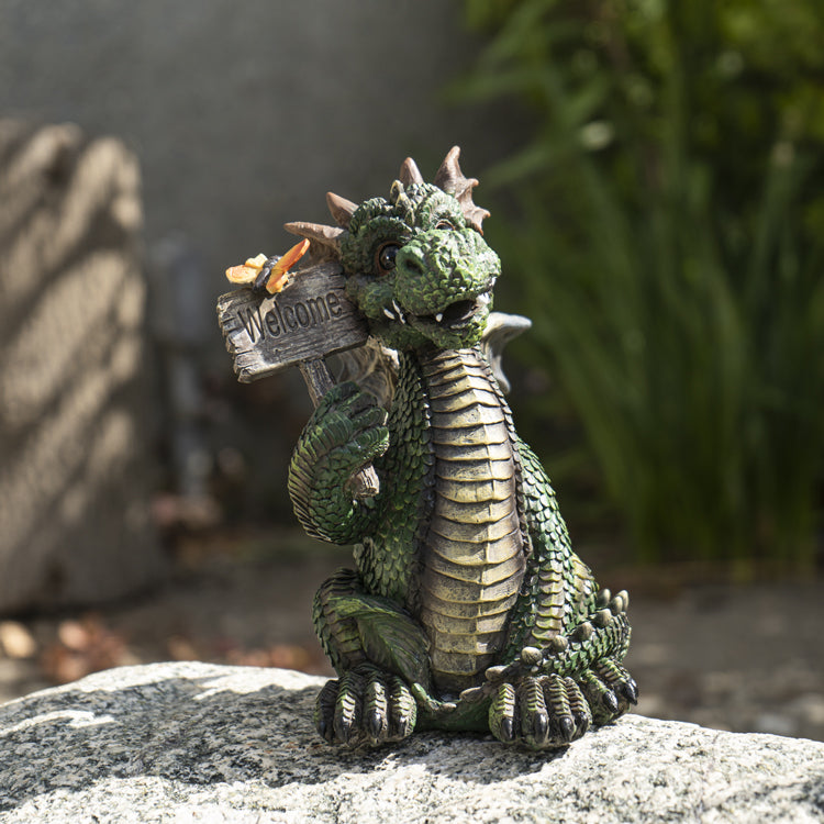 Green Welcome Sign Dragon Figurine