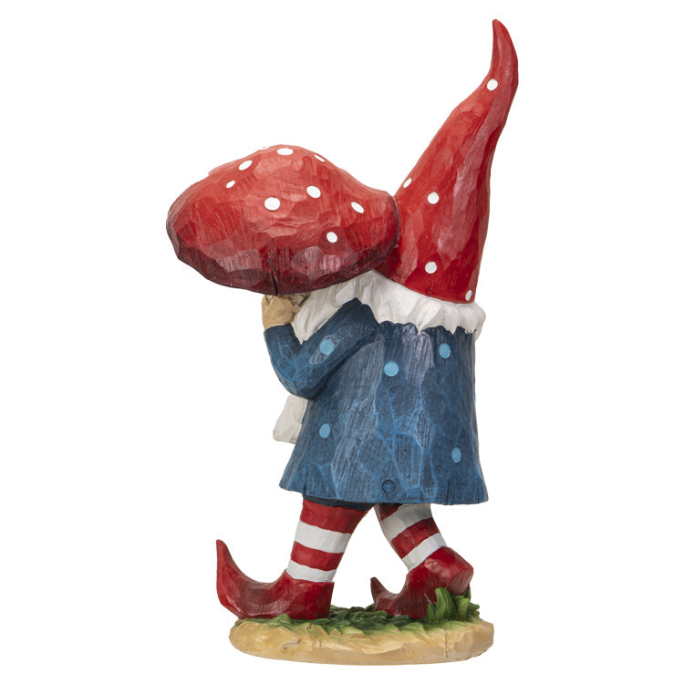 Gnome with Mushroom Figurine