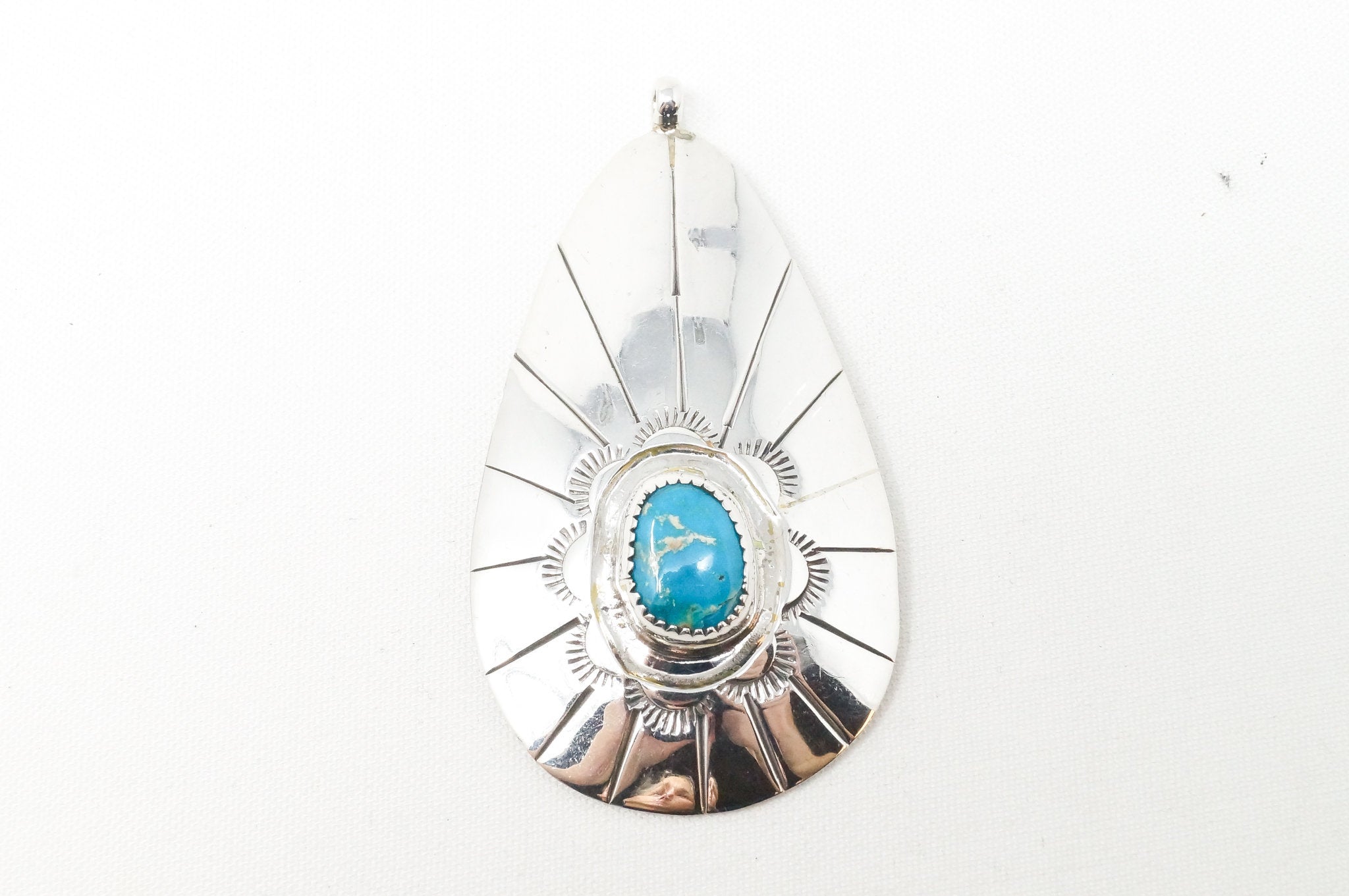 Vtg Native American Eddie Chee Turquoise Sterling Silver Necklace Pendant | Jewelry > Necklaces > Pendants | Wiccan Center