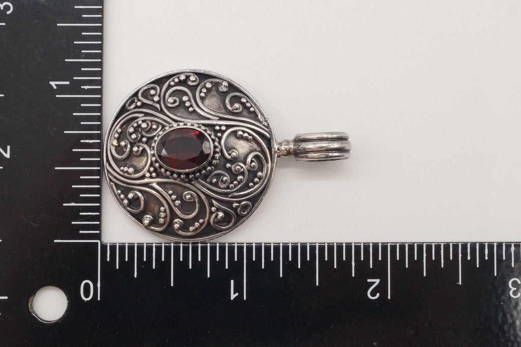 Large Designer BA Suarti Garnet Sterling Silver Pendant | Jewelry > Necklaces > Pendants | Wiccan Center