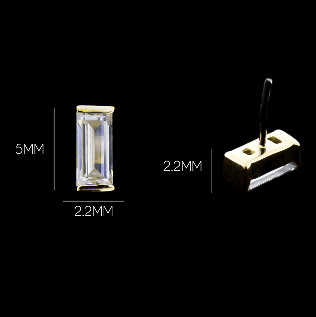Radiance - 14K Gold Baguette-Cut CZ Threadless End | Body Jewelry | Wiccan Center