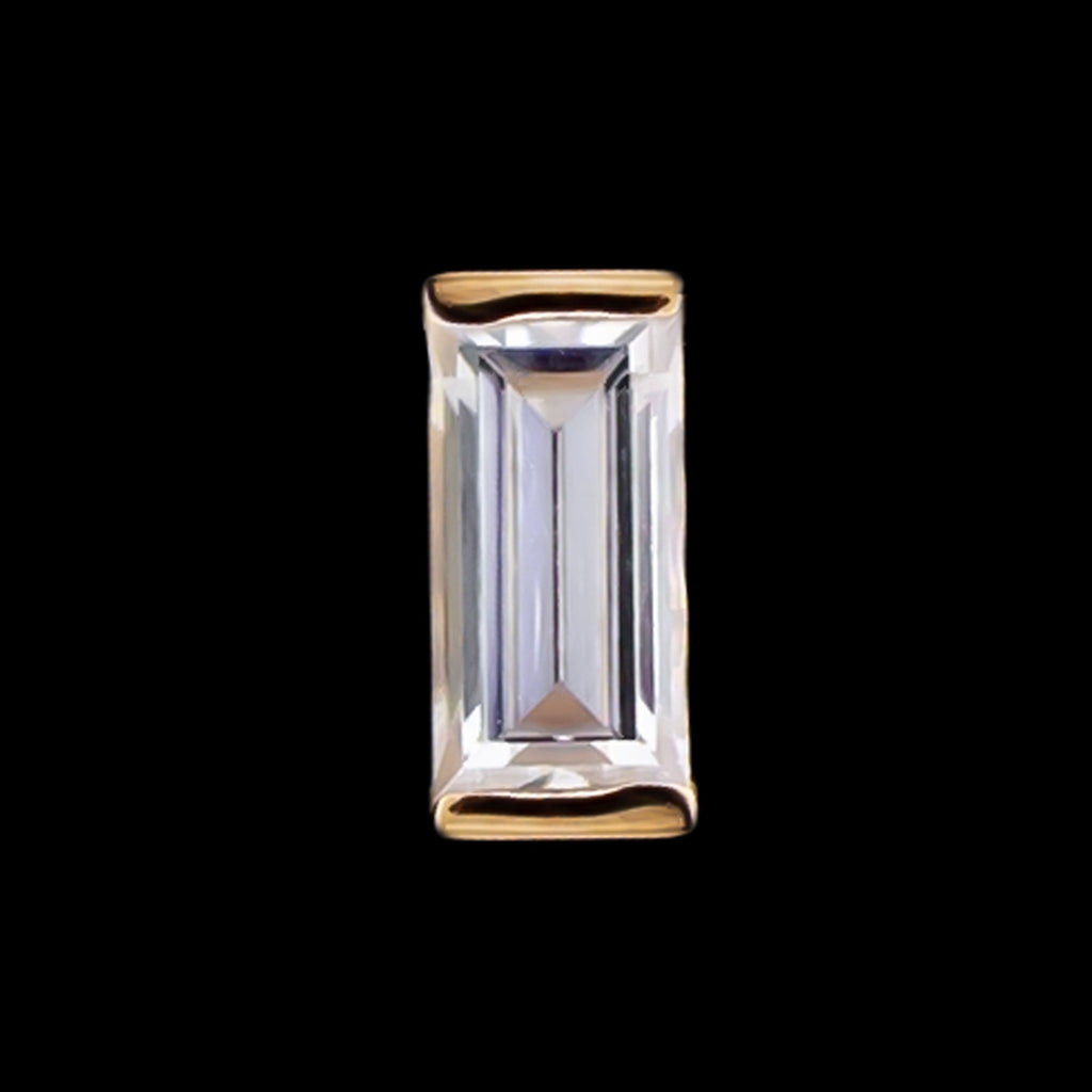 Radiance - 14K Gold Baguette-Cut CZ Threadless End | Body Jewelry | Wiccan Center