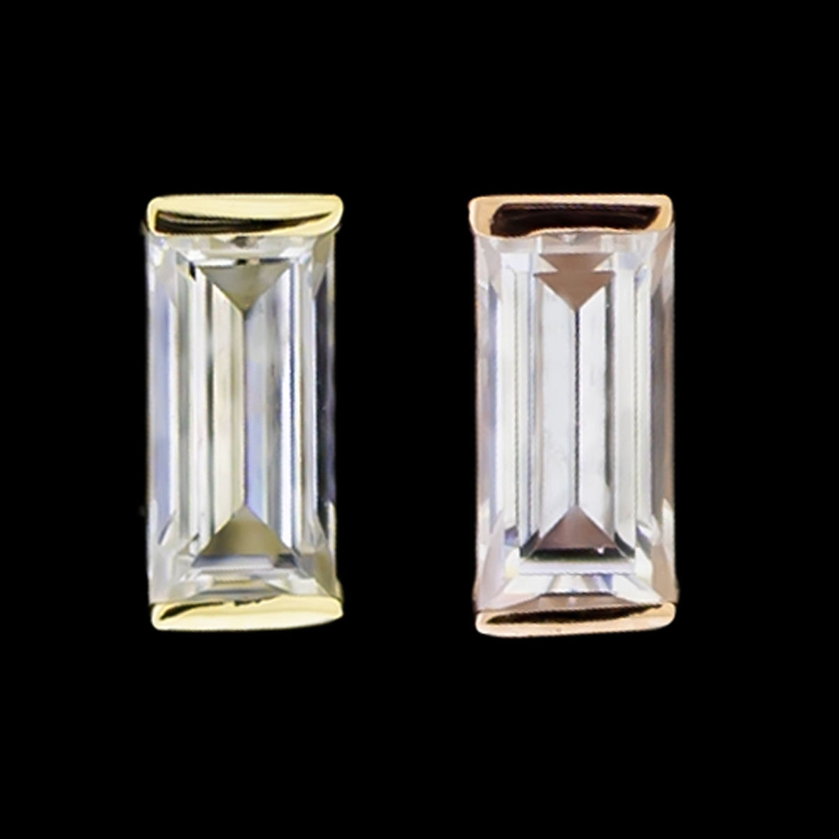 Radiance - 14K Gold Baguette-Cut CZ Threadless End | Body Jewelry | Wiccan Center