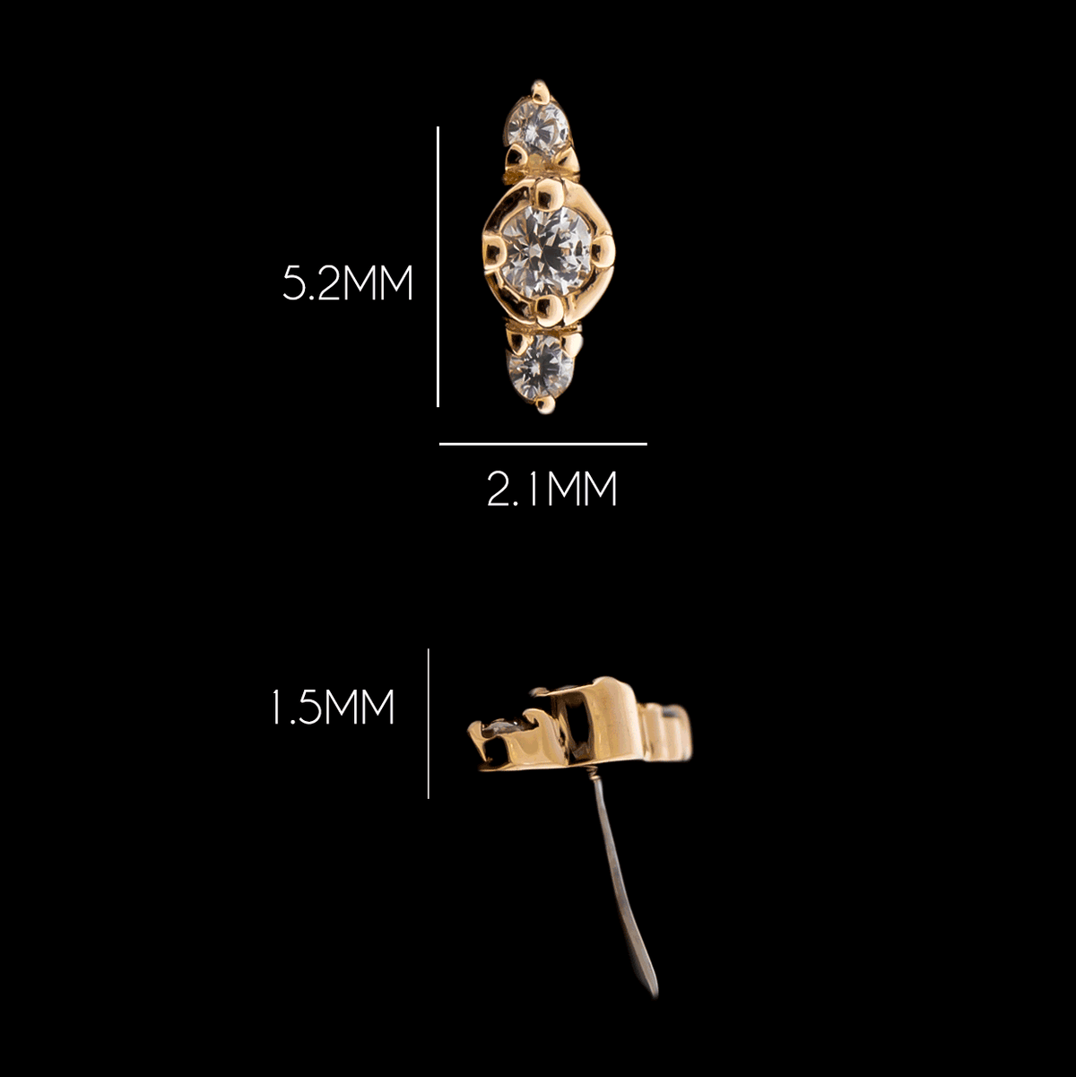 Tatum - 14KT Gold Threadless End | Threadless End | Wiccan Center