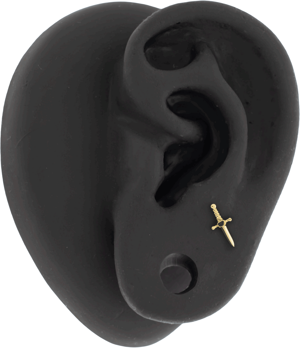 Siren's Fang - 14KT Gold Threadless End | Threadless End | Wiccan Center