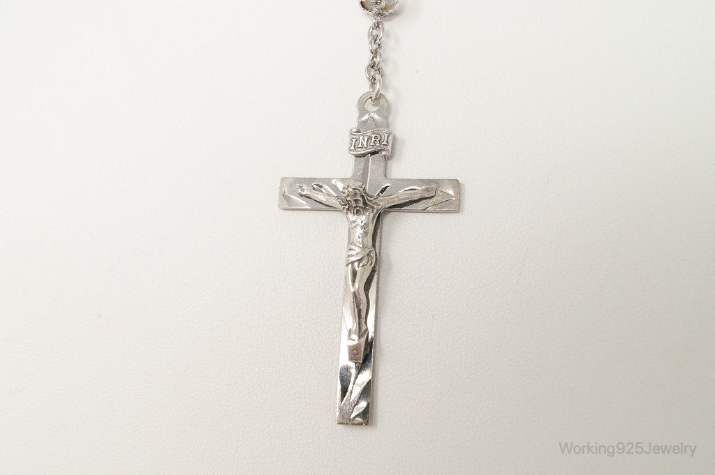 Vintage Crystal Beaded Rosary Cross Sterling Silver Necklace | Jewelry > Necklaces > Pendants | Wiccan Center