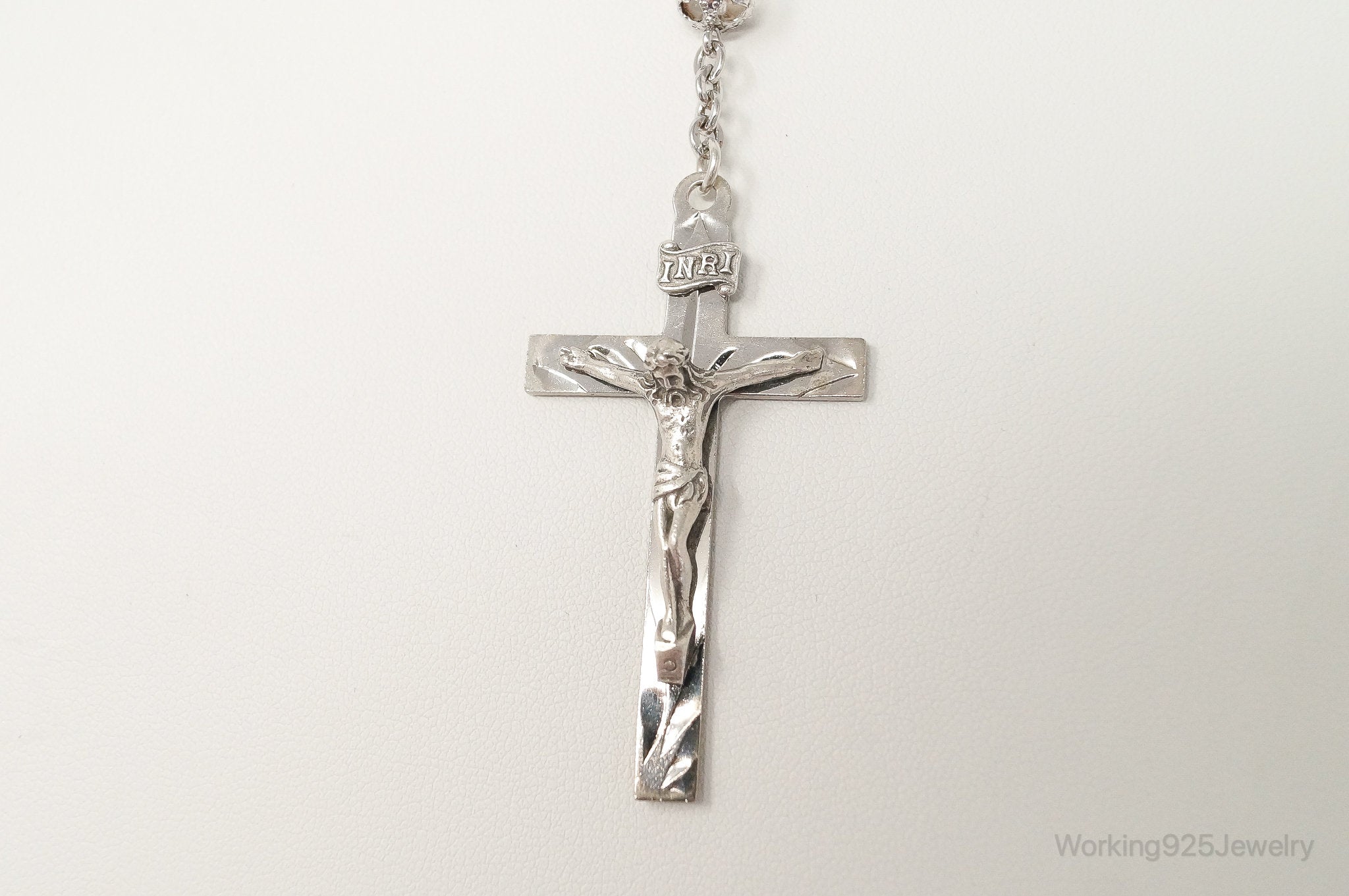 Vintage Crystal Beaded Rosary Cross Sterling Silver Necklace | Jewelry > Necklaces > Pendants | Wiccan Center