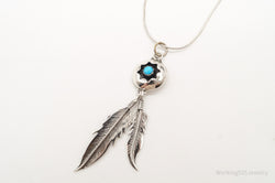 Vintage Native American Turquoise Sterling Silver Necklace | Jewelry > Necklaces > Pendants | Wiccan Center