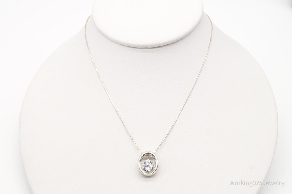 Vintage Large Cubic Zirconia DQCZ Sterling Silver Necklace | Jewelry > Necklaces > Pendants | Wiccan Center