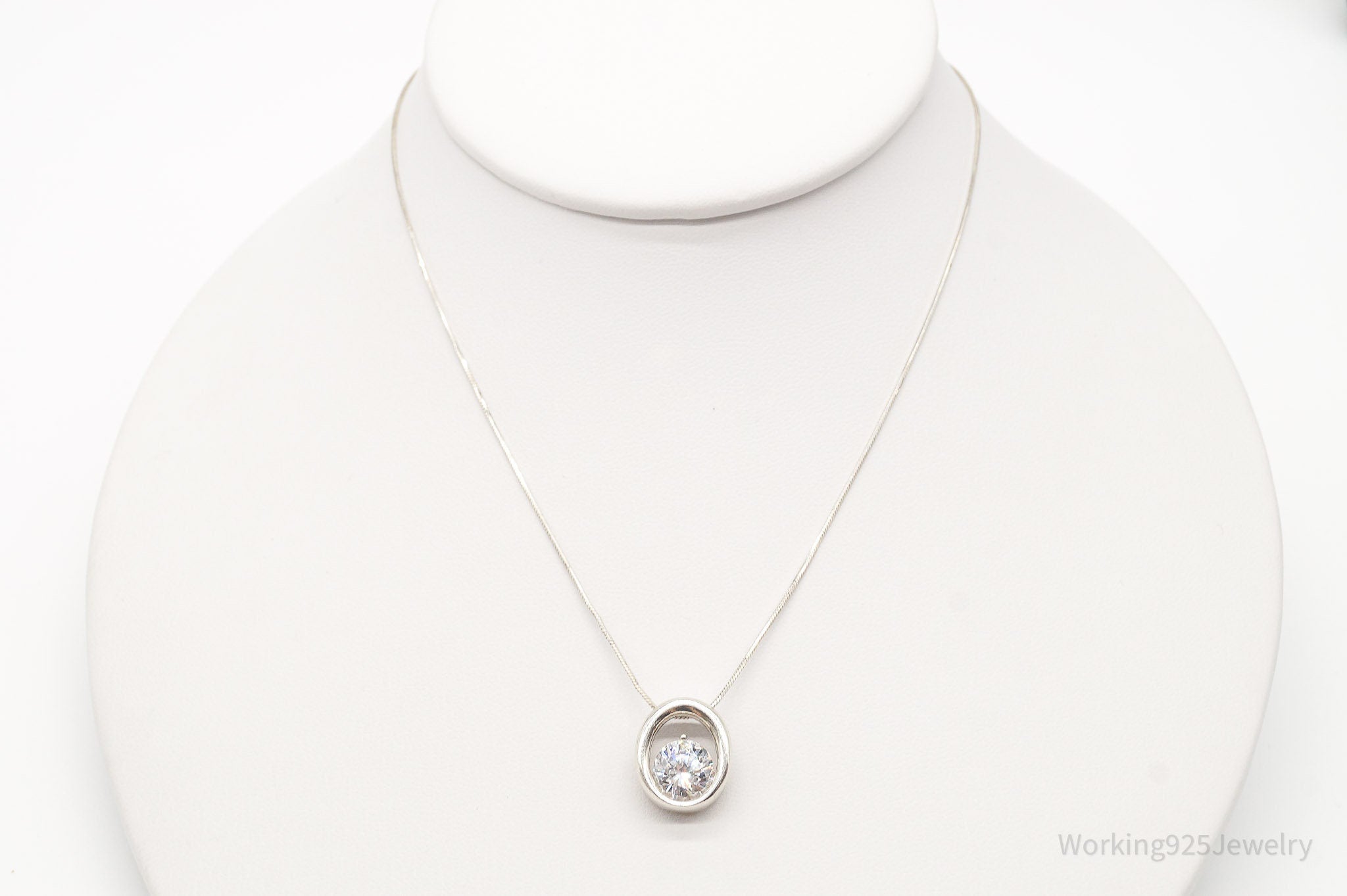 Vintage Large Cubic Zirconia DQCZ Sterling Silver Necklace | Jewelry > Necklaces > Pendants | Wiccan Center