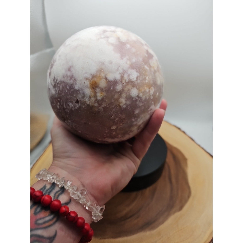 6.55lbs Natural Cherry Blossom Agate Sphere Quartz Crystal Ball | Crystal Spheres & Eggs | Wiccan Center