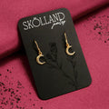 Mōna-Crescent Moon Dangle Earrings made from 14K Yellow Gold