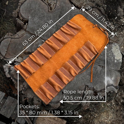 15 Pocket Leather Tool Roll | Tool roll | Wiccan Center