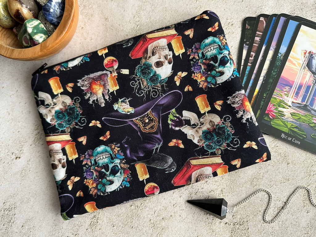 Witchy Tarot Card Bag With Zipper - Tarot Deck Storage Bag | Tarot Card Bags | Wiccan Center