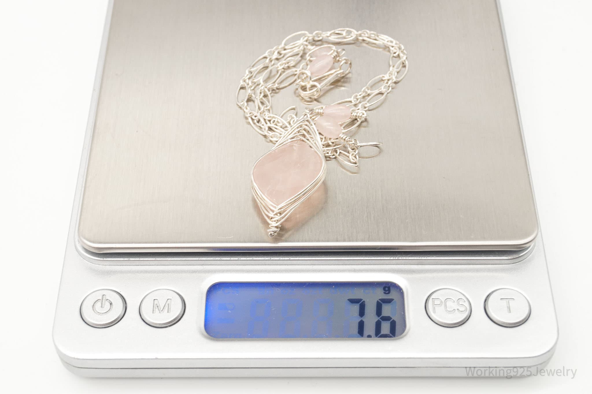 Vintage Large Rose Quartz Filigree Silver Necklace | Jewelry > Necklaces > Pendants | Wiccan Center