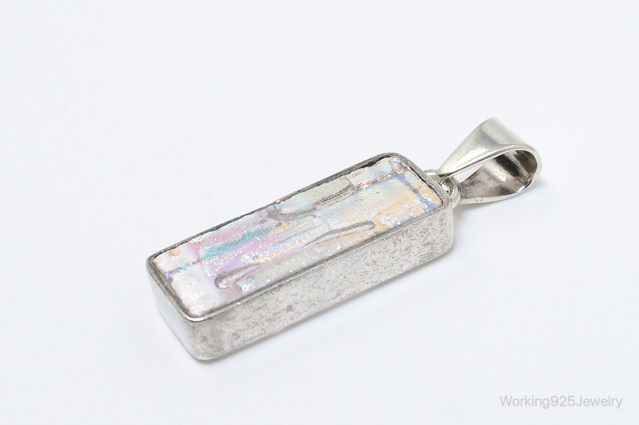 Vintage Large Art Glass Sterling Silver Necklace Pendant | Jewelry > Necklaces > Pendants | Wiccan Center