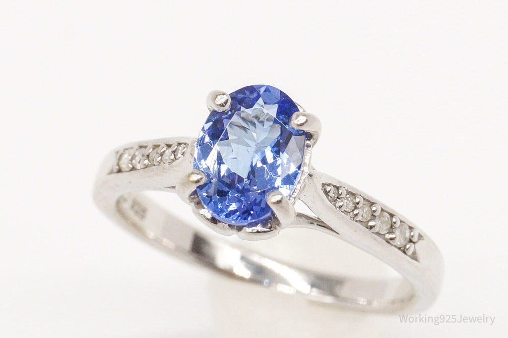 BBJ Tanzanite Diamond Rhodium Over Sterling Silver Ring - Size 7.75 | Jewelry > Rings | Wiccan Center