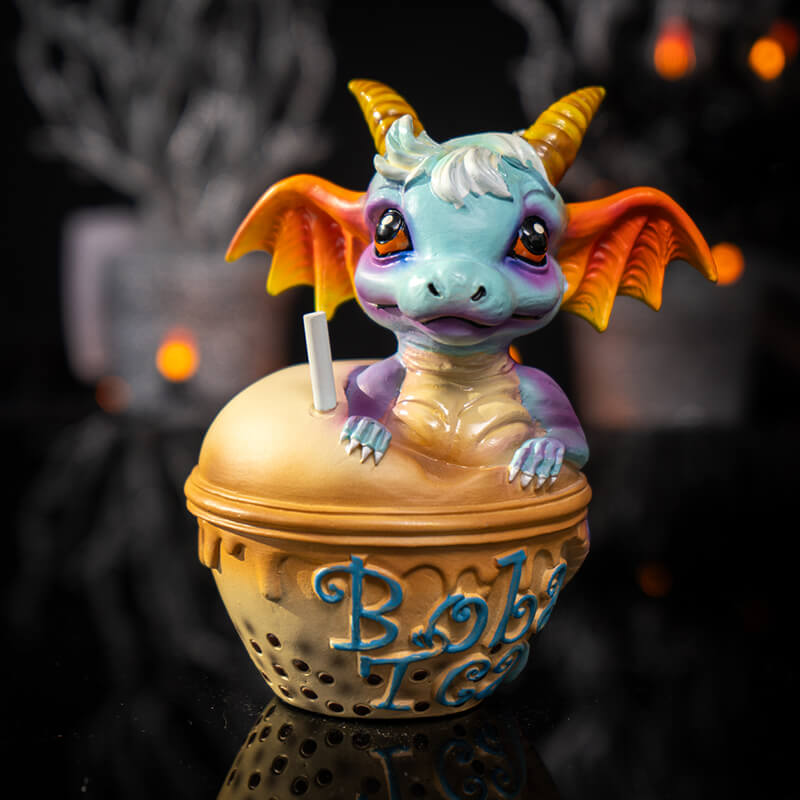 Boba Tea with George the Dragon Figurine
