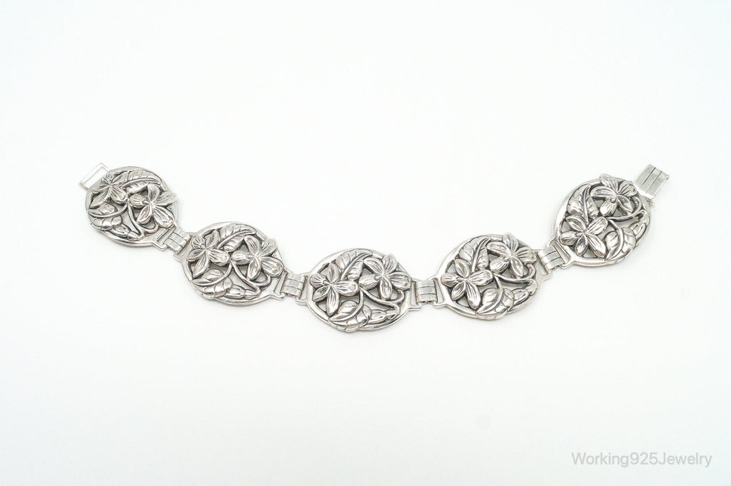 Vintage Designer Danecraft Floral Panels Sterling Silver Bracelet | Jewelry > Bracelets | Wiccan Center