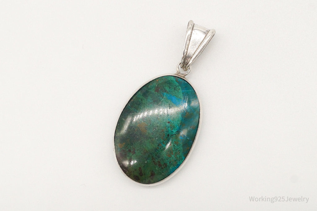 Vintage Large Chrysocolla 950 Silver Pendant | Jewelry > Necklaces > Pendants | Wiccan Center