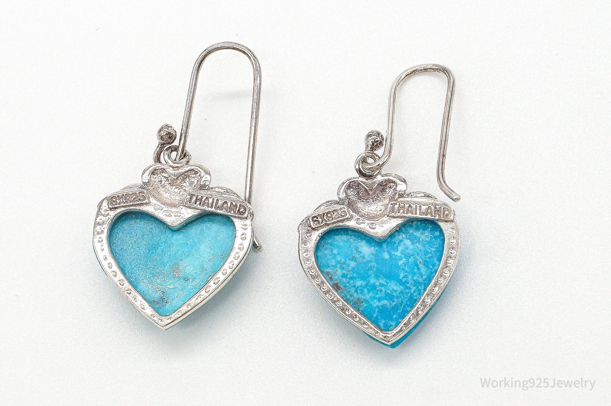 Designer SX Turquoise Hearts Sterling Silver Earrings | Jewelry > Earrings | Wiccan Center
