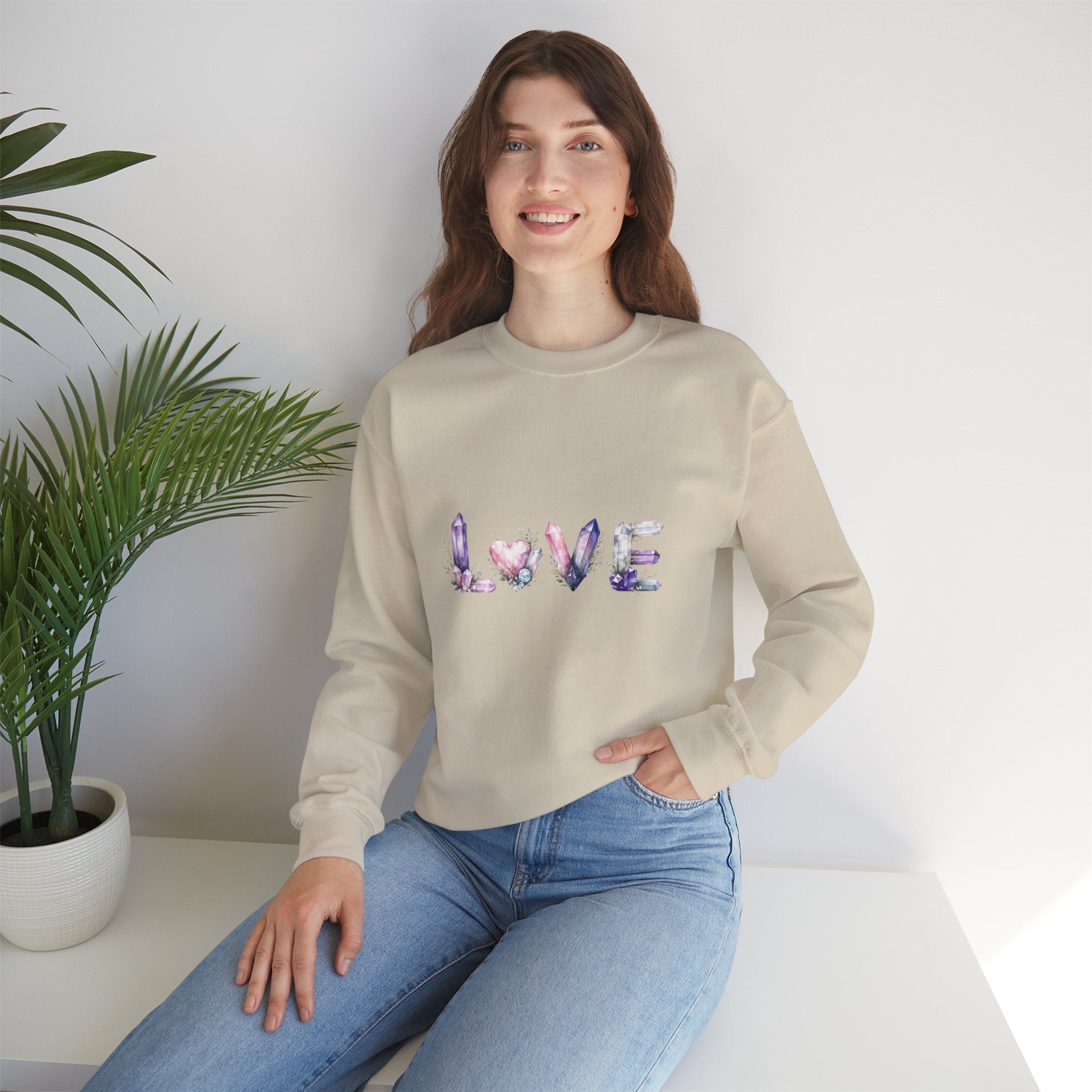 LOVE Crystal Letter Design | Sweatshirt | Wiccan Center