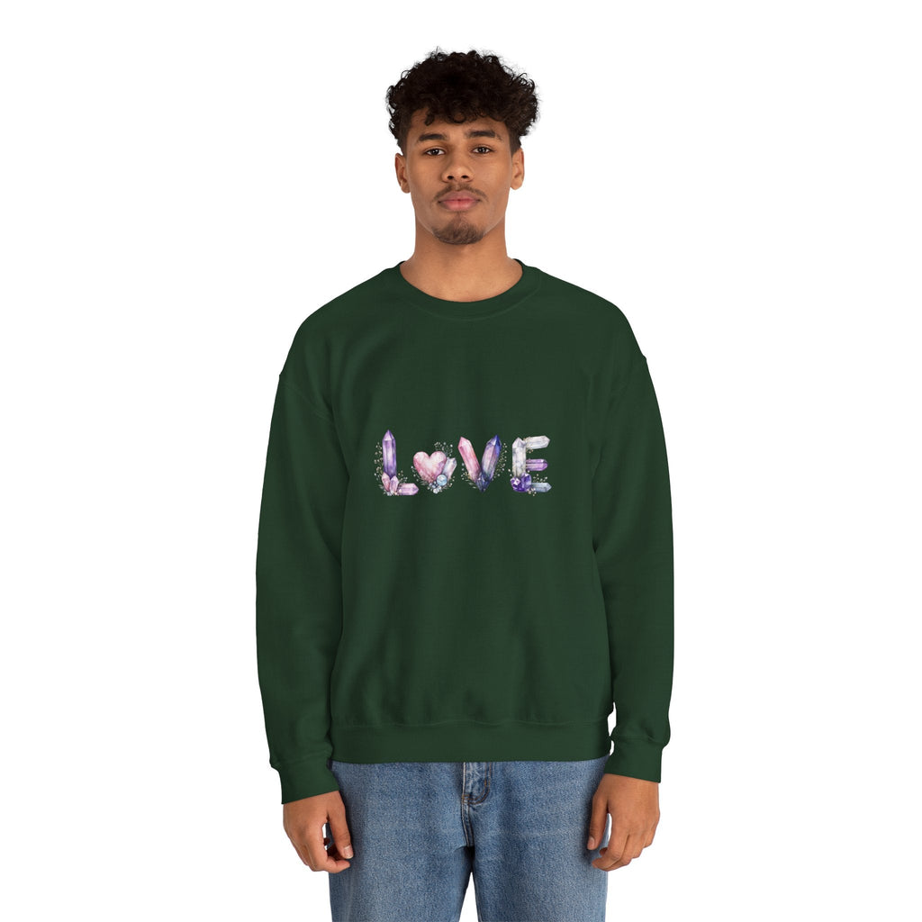 LOVE Crystal Letter Design | Sweatshirt | Wiccan Center