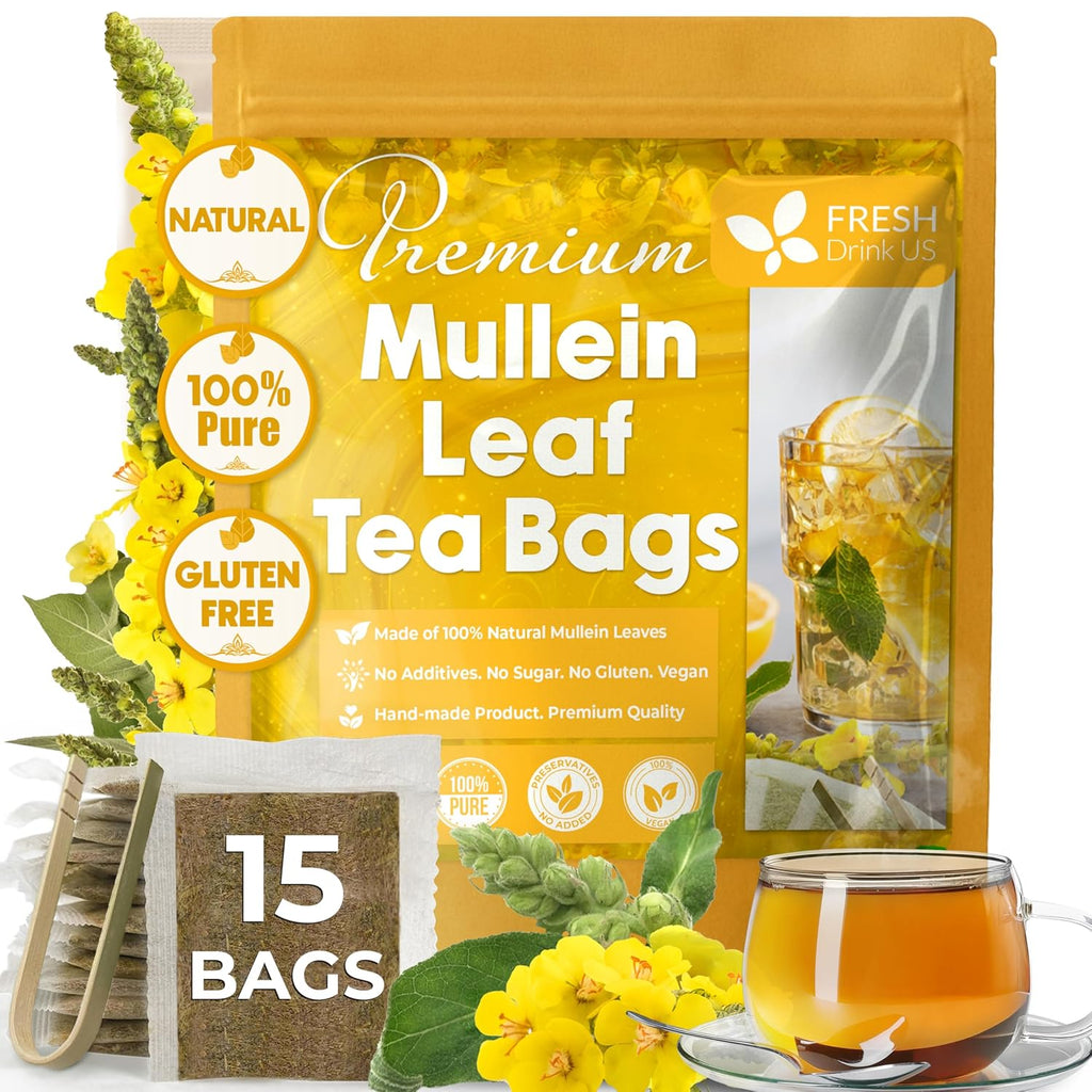 Mullein Leaf Tea Bags, 100% Natural & Pure from Mullein Leaves. Loose Leaf Mullein Herbal Tea. Made with Natural Material Tea Bags. No Sugar, No Caffeine, No Gluten, Vegan. | Tea | Wiccan Center