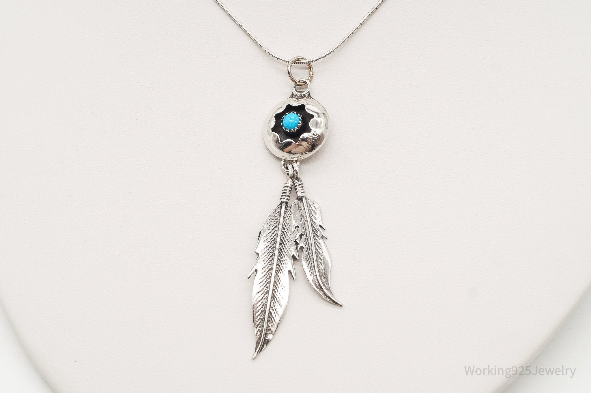 Vintage Native American Turquoise Sterling Silver Necklace | Jewelry > Necklaces > Pendants | Wiccan Center