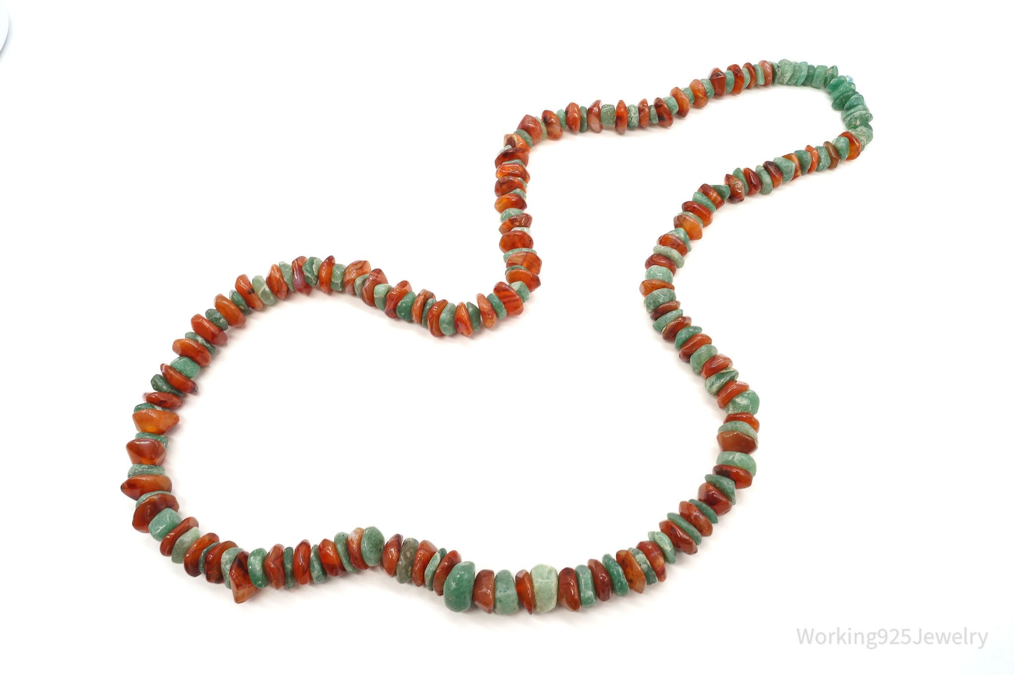 Chunky Vintage Aventurine Carnelian Beaded Necklace 30" | Jewelry > Necklaces > Pendants | Wiccan Center