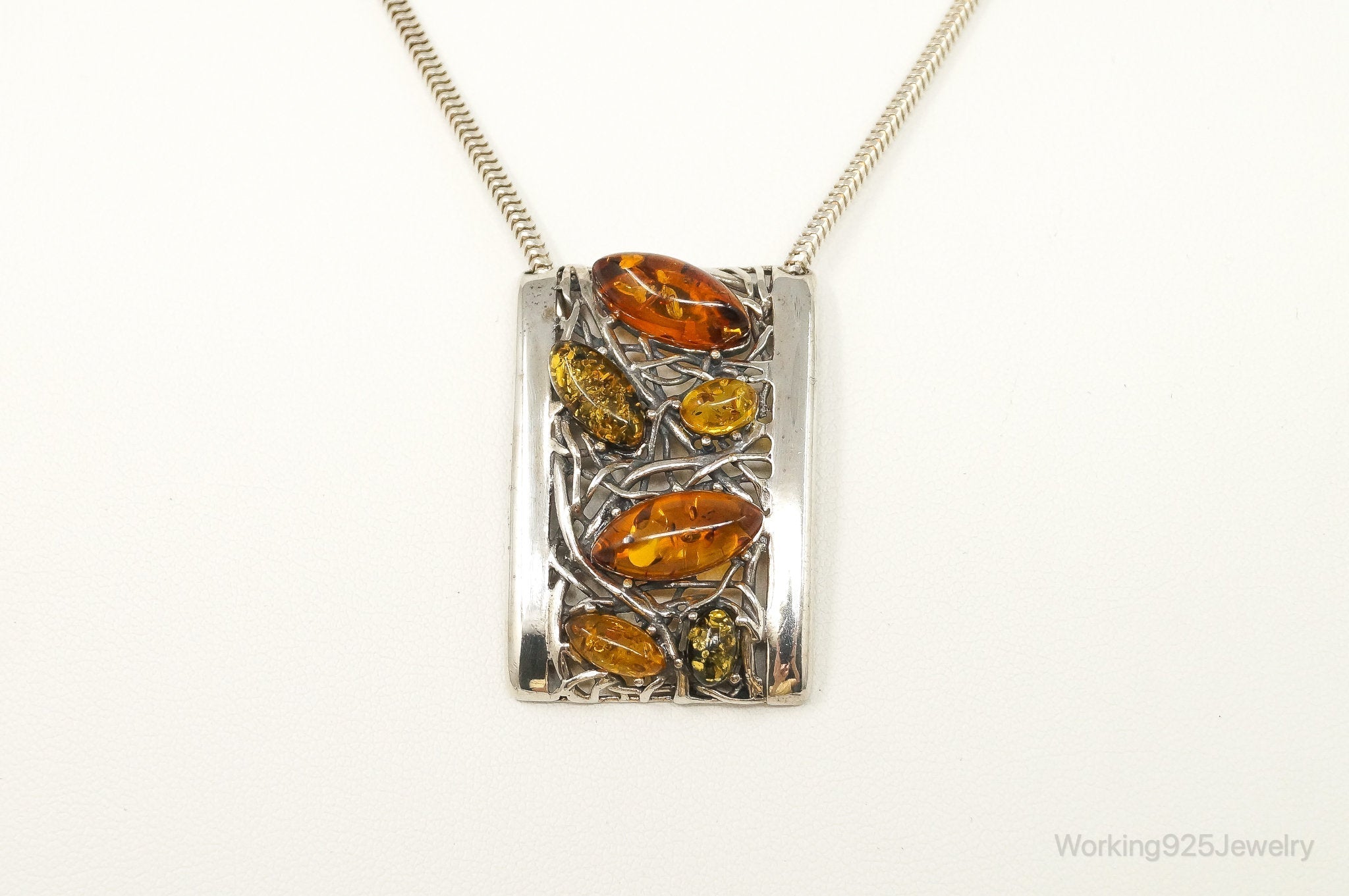 Vintage Multi Type Amber Sterling Silver Necklace | Jewelry > Necklaces > Pendants | Wiccan Center