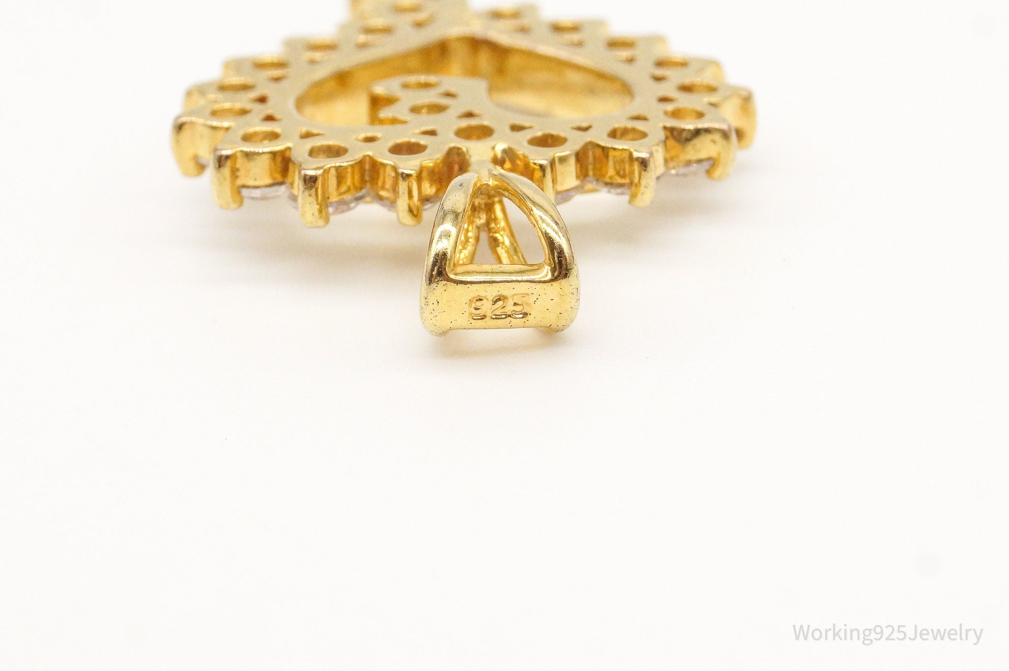 Vintage Cubic Zirconia Gold Vermeil Sterling Silver Heart Pendant | Jewelry > Necklaces > Pendants | Wiccan Center