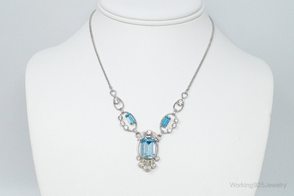Vintage Designer Van Dell Blue Topaz Cubic Zirconia Sterling Silver Necklace | Jewelry > Necklaces > Pendants | Wiccan Center