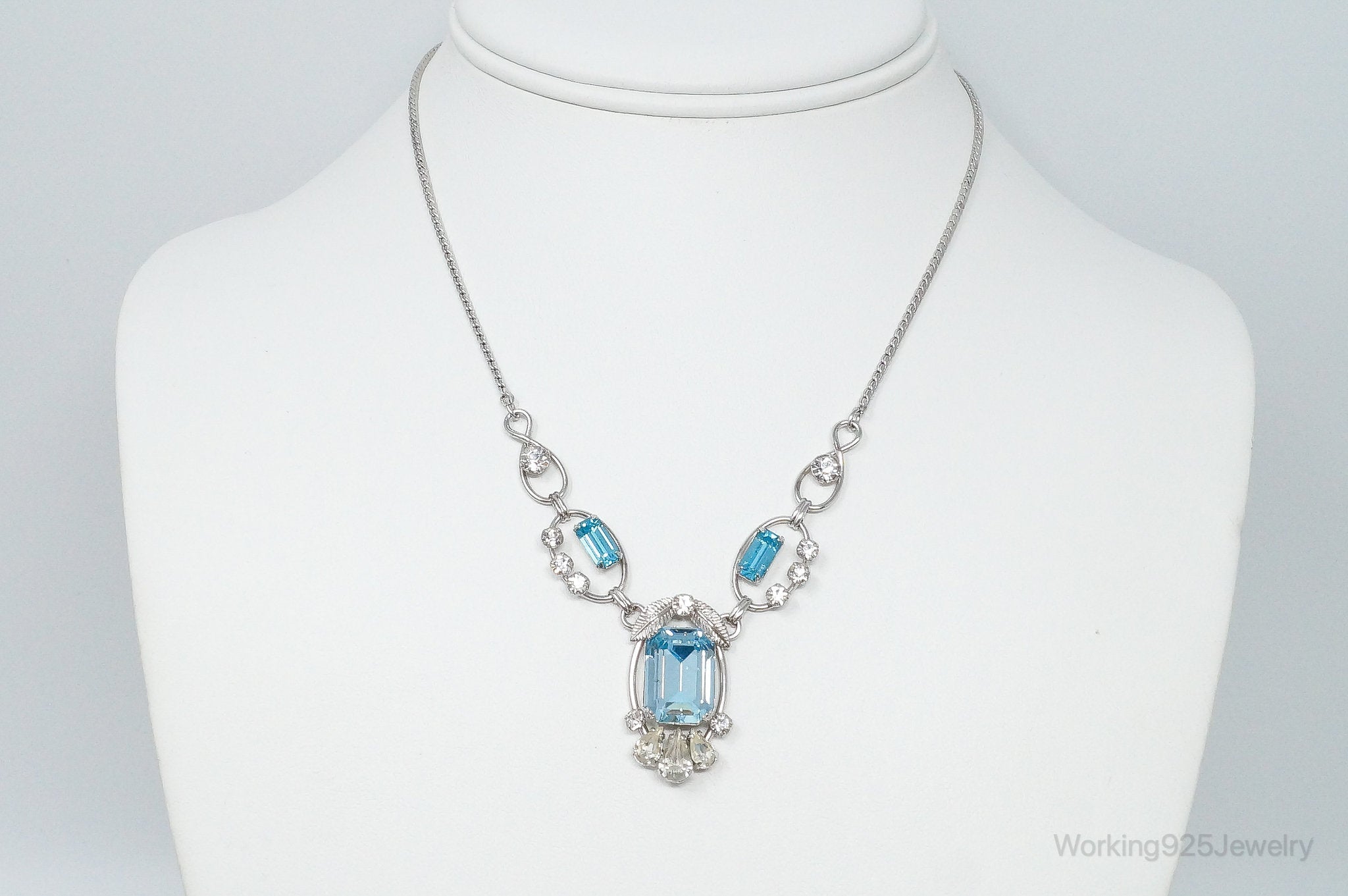 Vintage Designer Van Dell Blue Topaz Cubic Zirconia Sterling Silver Necklace | Jewelry > Necklaces > Pendants | Wiccan Center