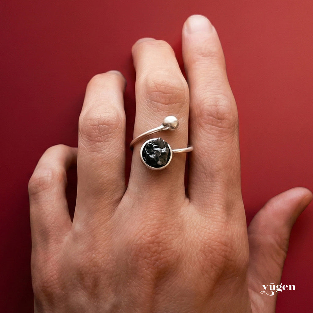 Round Wrap Ring with Authentic Raw Meteorite | Ring | Wiccan Center