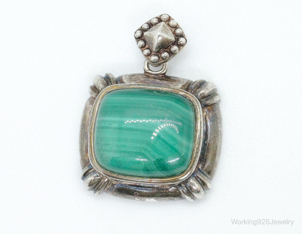 Large Vintage Malachite Sterling Silver Necklace Pendant | Jewelry > Necklaces > Pendants | Wiccan Center