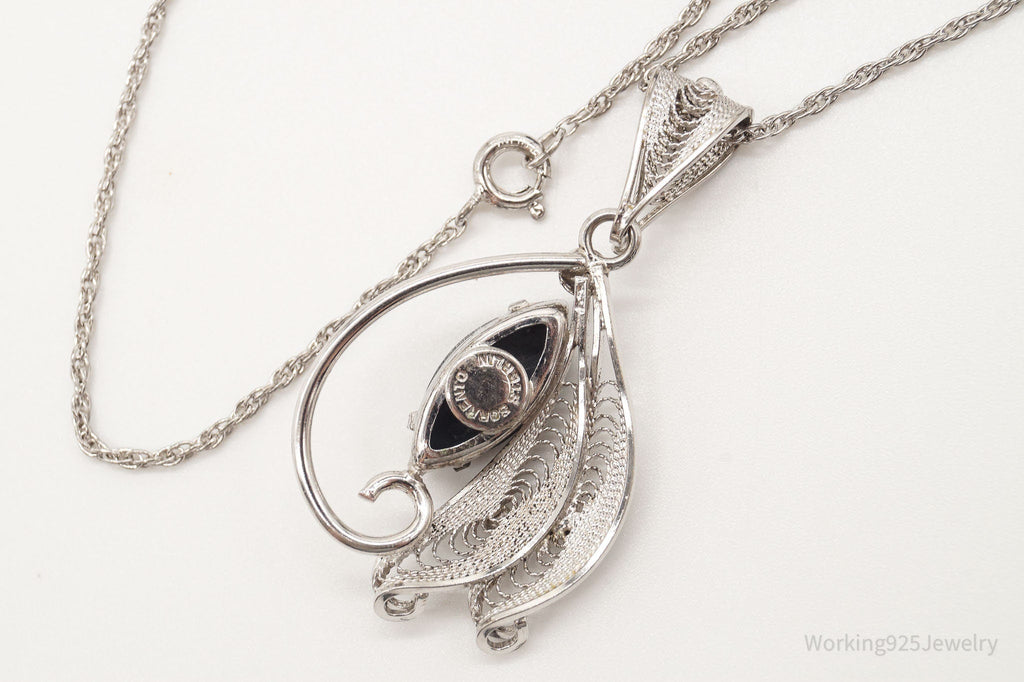Vintage Designer Sorrento Hematite Filigree Sterling Silver Necklace | Jewelry > Necklaces > Pendants | Wiccan Center