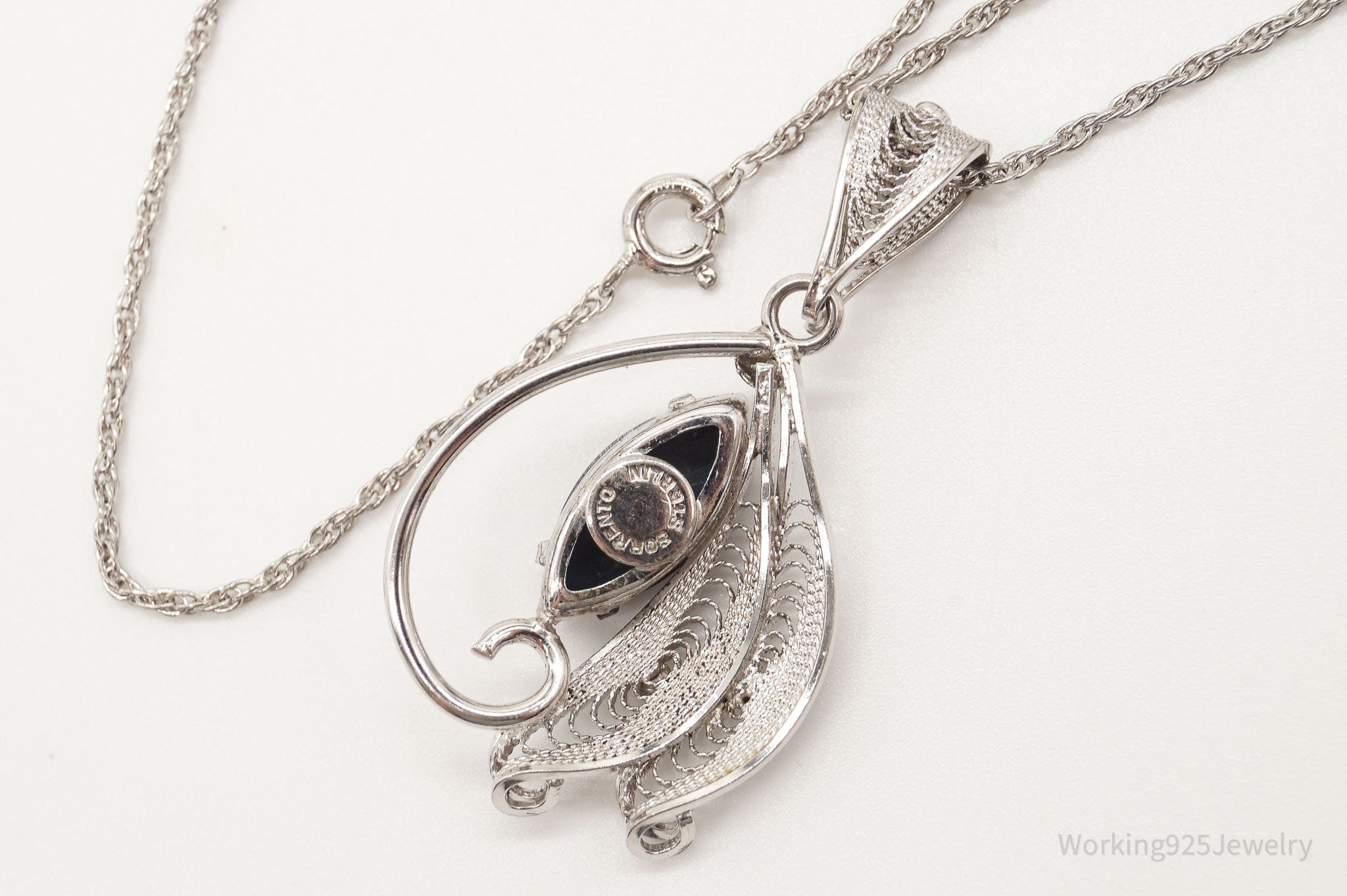 Vintage Designer Sorrento Hematite Filigree Sterling Silver Necklace | Jewelry > Necklaces > Pendants | Wiccan Center