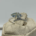 Sterling Silver Double Triangle Flow Aquamarine Ring- Size 7 - Peace, Courage & Clear Communication | Rings | Wiccan Center