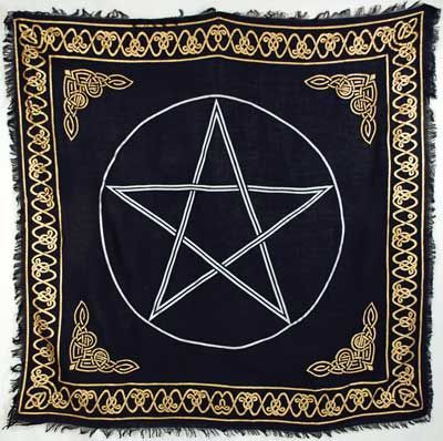 Gold Border Pentagram - Altar Cloth | Tapestry | Wiccan Center