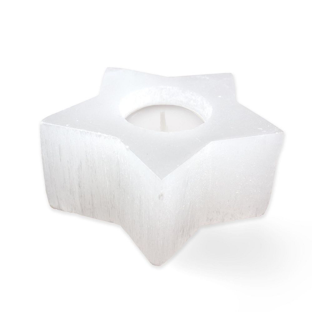 Selenite Candleholder - Star | Gemstone | Wiccan Center